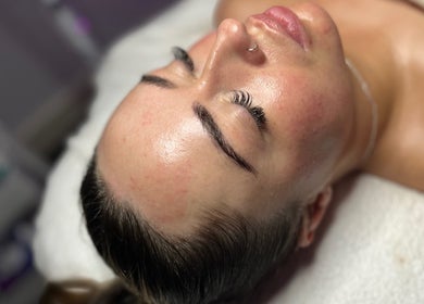 Client enjoys a relaxing eyelash service at The Lash Room in Ayr, Scotland, GB.