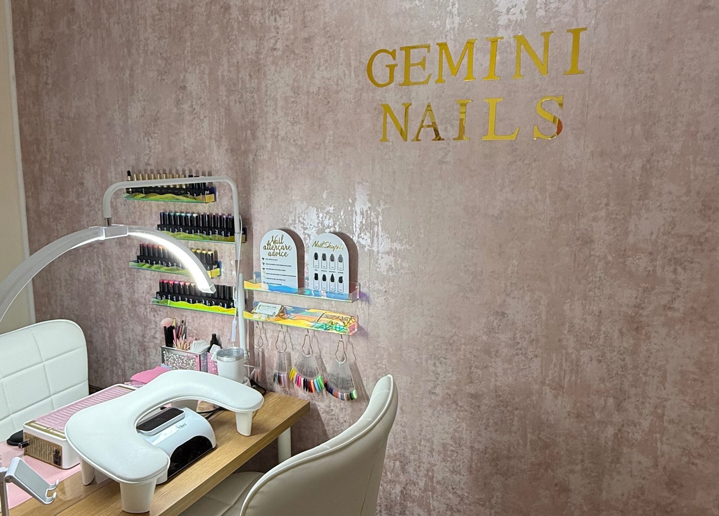 Gemini Nails in Plymouth, England, GB: modern nail studio with stylish decor and a variety of polish options.