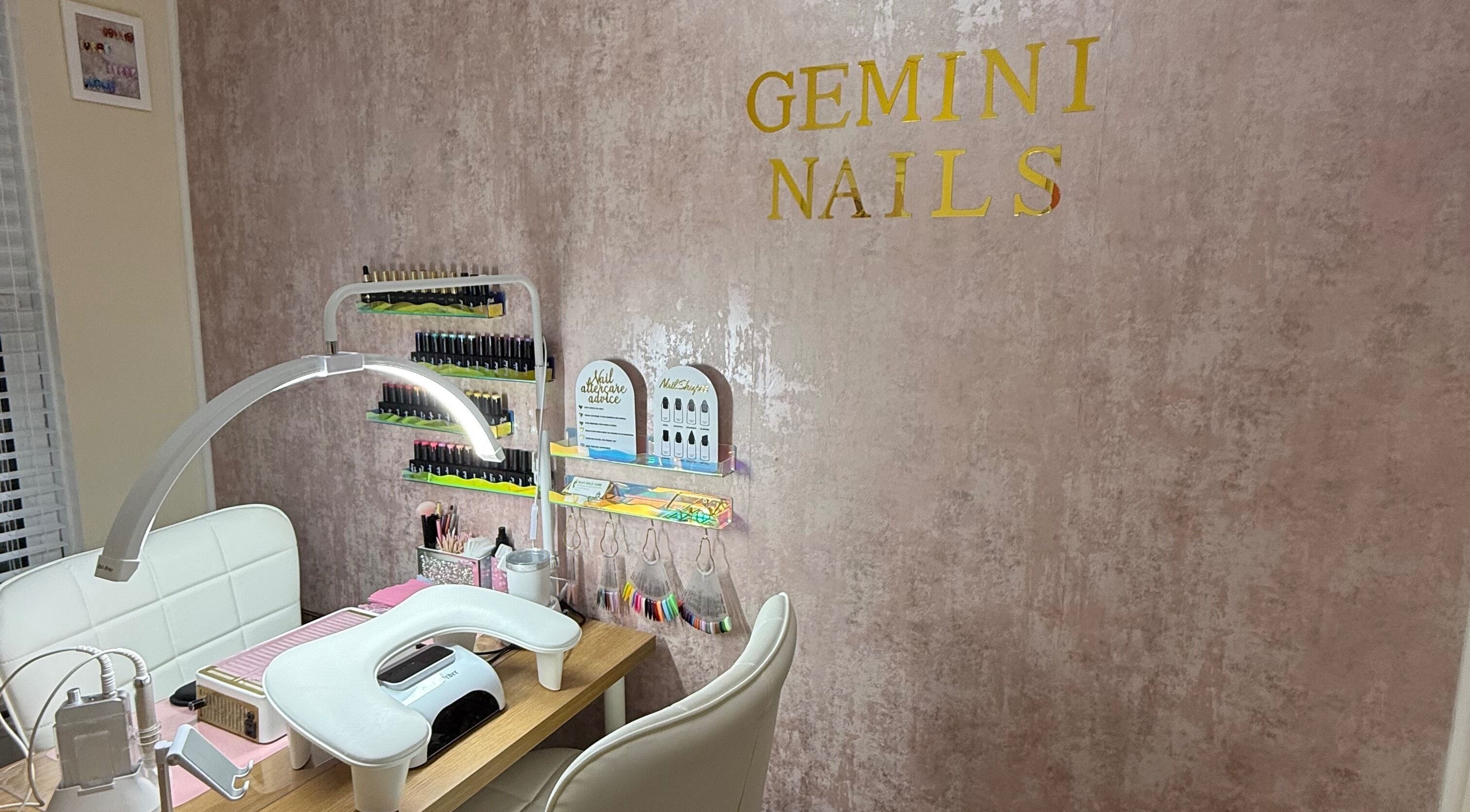 Gemini Nails in Plymouth, England, GB: modern nail studio with stylish decor and a variety of polish options.