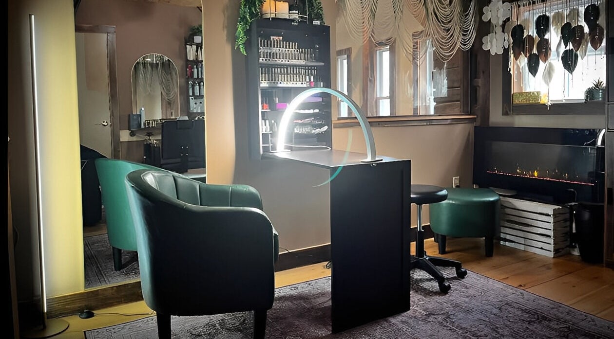 Cozy interior of Connected LLC in Readfield, Maine, US, featuring plush seating and elegant decor.