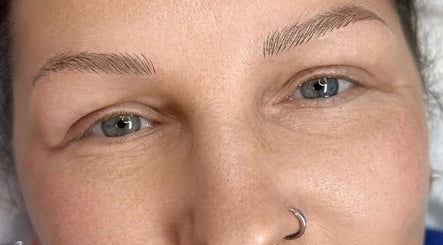 Close-up of microbladed eyebrows at Beautex Clinic Ellon, Ellon, Scotland, GB.