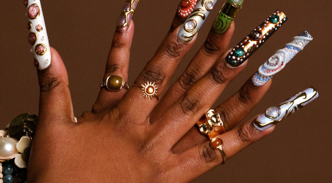 Intricate nail art at StudioEDN in Mount Druitt, New South Wales, AU, showcasing unique patterns and colors.