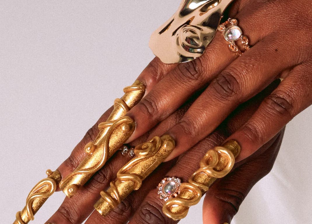 Luxurious gold rings and nail art at StudioEDN, Mount Druitt, New South Wales, AU.