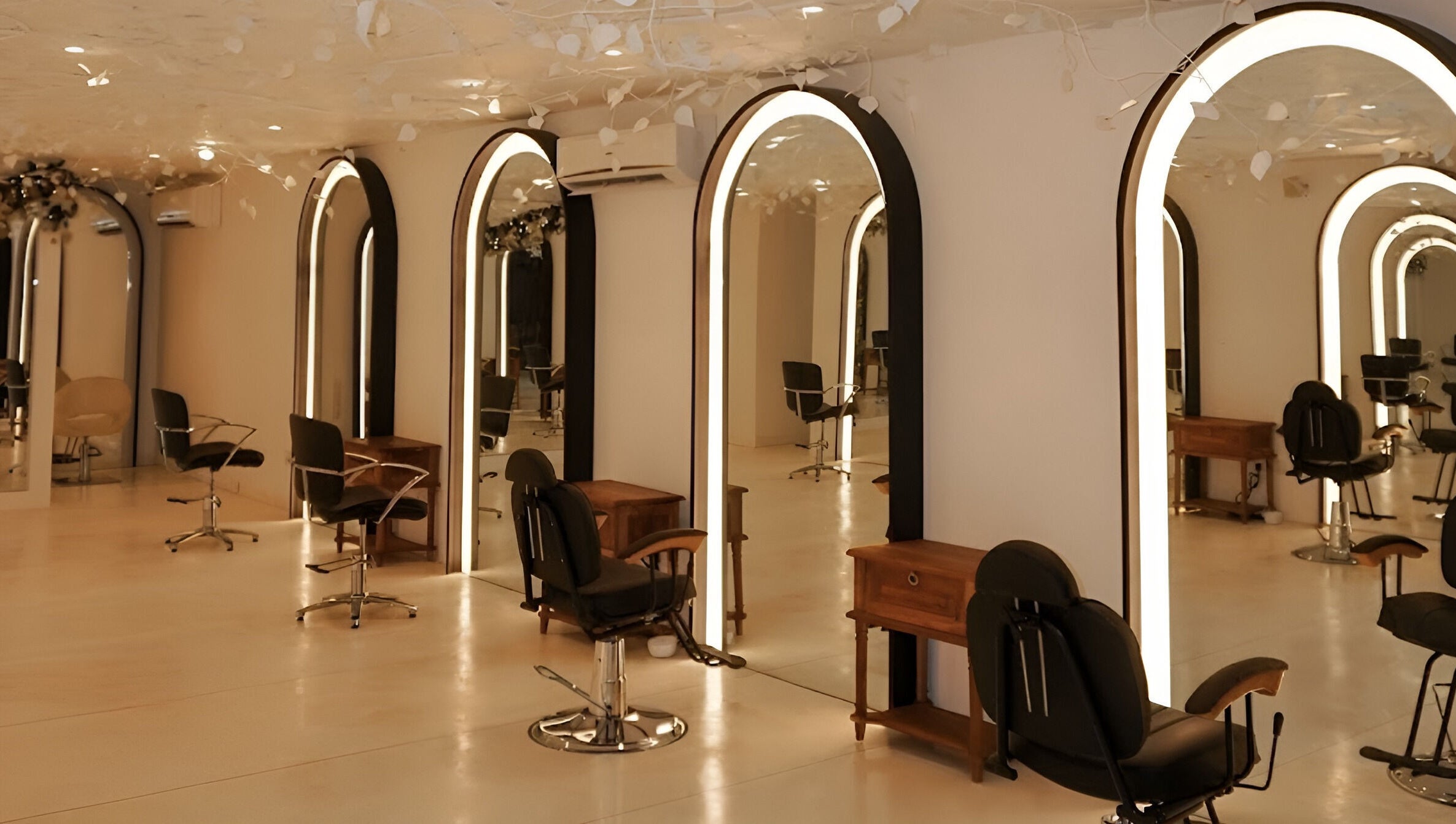 Chic salon chairs and mirrors at Jaal Salon, Colombo, Western Province, LK, showcasing modern elegance.