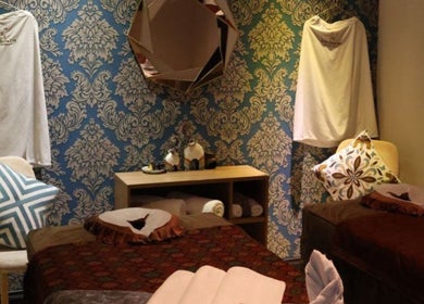 Relaxing massage room at Rama Rama Spa, Kota Kinabalu, Sabah, MY with elegant decor and soothing ambiance.