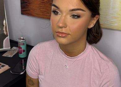 Beautiful makeup at Beauty by Anna May, Burnley, England, GB. Elegant reflection captures the salon's ambiance.