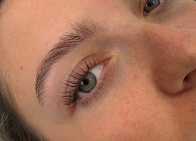 Close-up of expertly styled eyelashes at Beauty by Anna May, Burnley, England, GB.