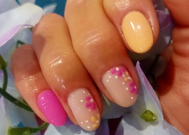 Elegant floral nail art at Synergy Skin And Body Studio, Cape Town, Western Cape, ZA.