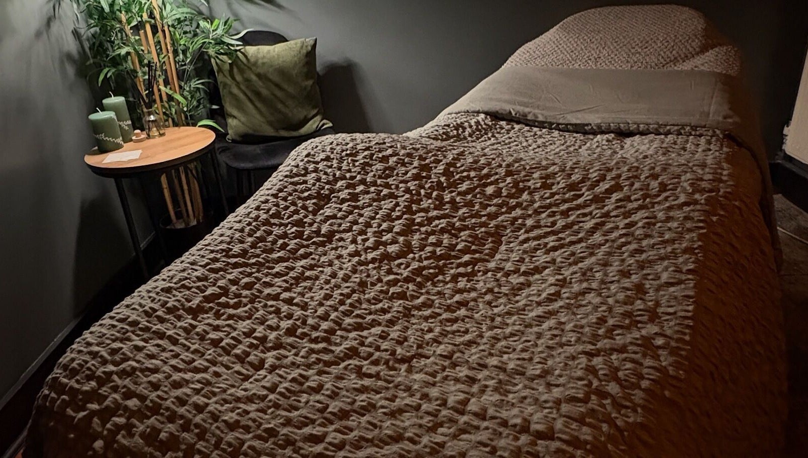 Cozy massage room at Relax & Restore Massage Therapy in Basingstoke, England, GB soothing ambiance.