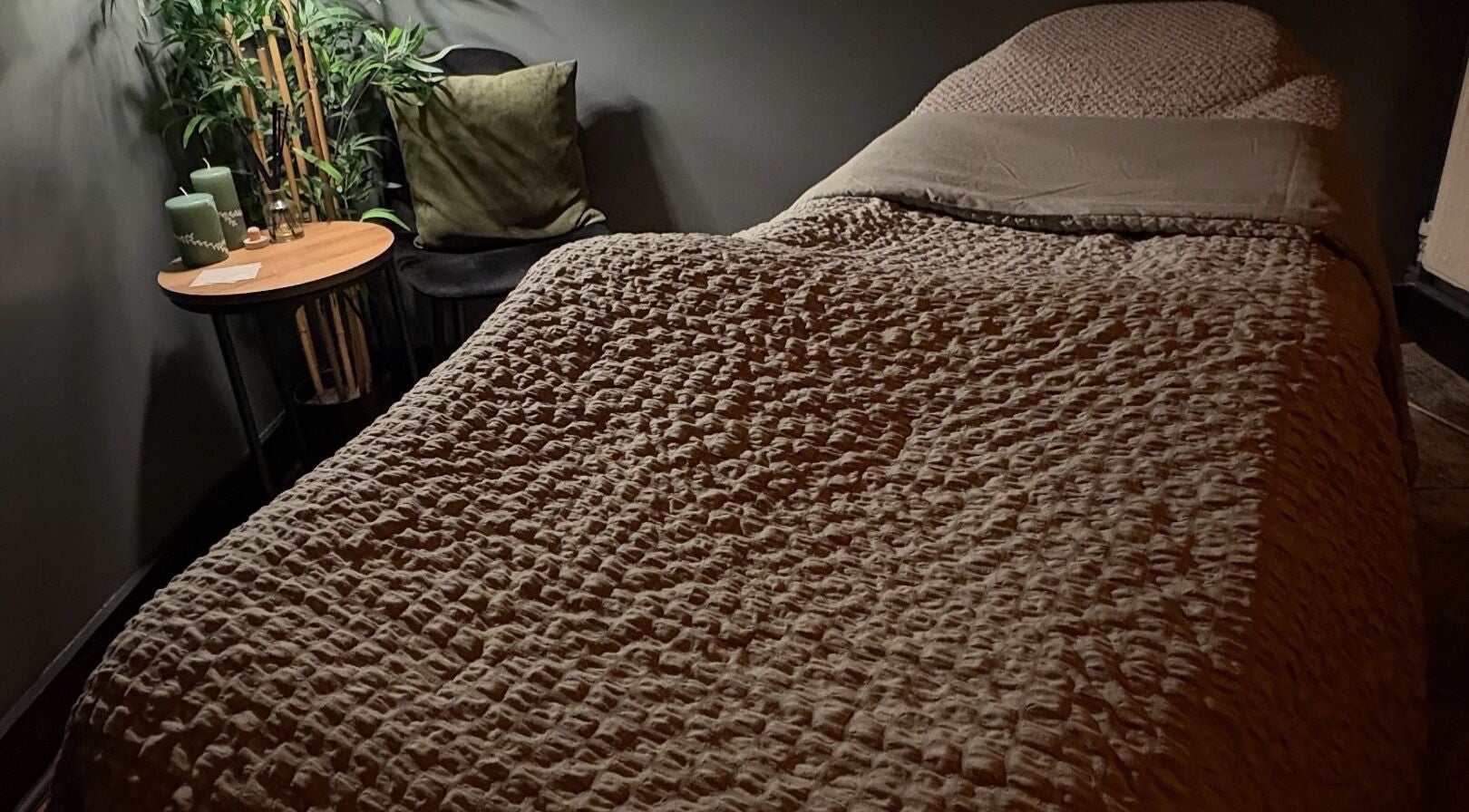 Cozy massage room at Relax & Restore Massage Therapy in Basingstoke, England, GB soothing ambiance.