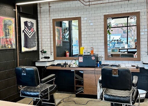 Barber chairs and decor at Uncle Joes Barber - Fremantle, Western Australia, AU, showcasing classic style.