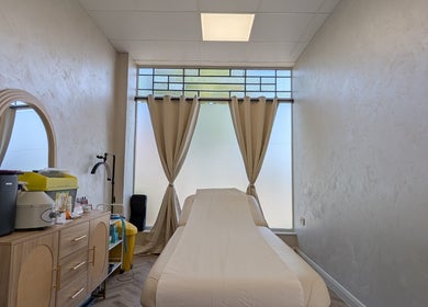 Calm treatment room at Charli's Beauty Company, Southend-on-sea, England, GB, featuring a soft aesthetic.