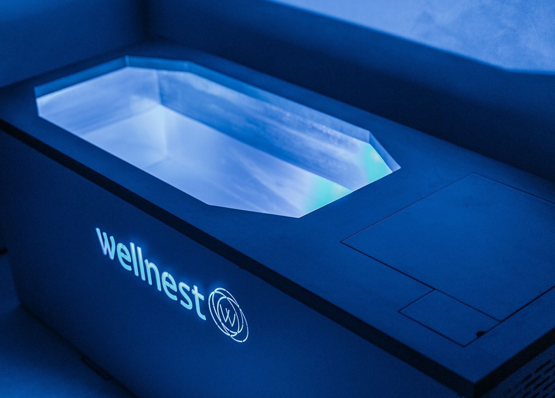 Wellnest flotation tank in Dubai, AE provides a tranquil relaxation experience.