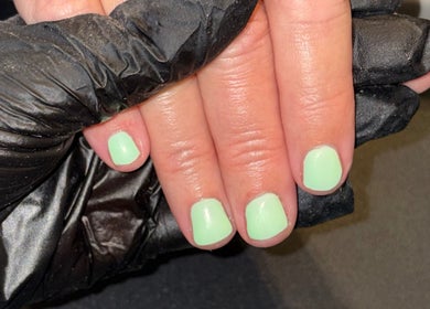 Freshly painted mint green nails by Mobile nails by Karli in Stilton, England, GB.