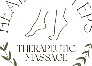 Logo of Healing Steps Therapeutic Massage and Esthetics by Tay in Bolivar, Missouri with gentle foot illustration.