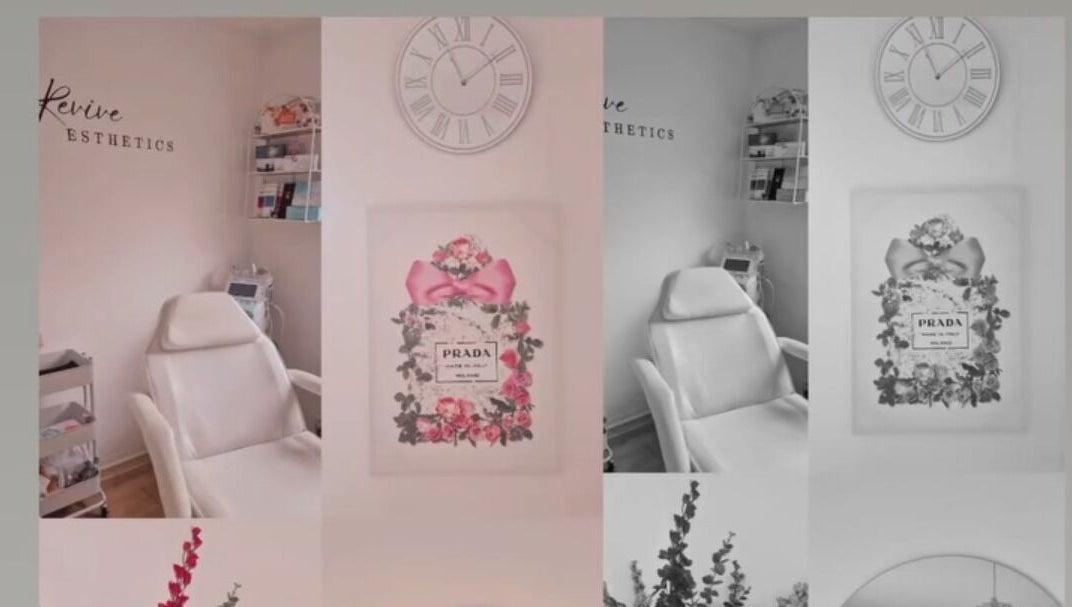 Elegant treatment room at Revive Esthetics, Peacehaven, England, GB with stylish decor and comfortable chair.