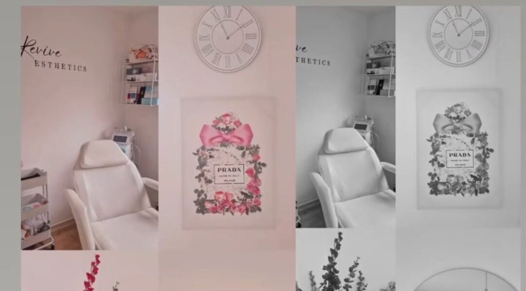 Elegant treatment room at Revive Esthetics, Peacehaven, England, GB with stylish decor and comfortable chair.
