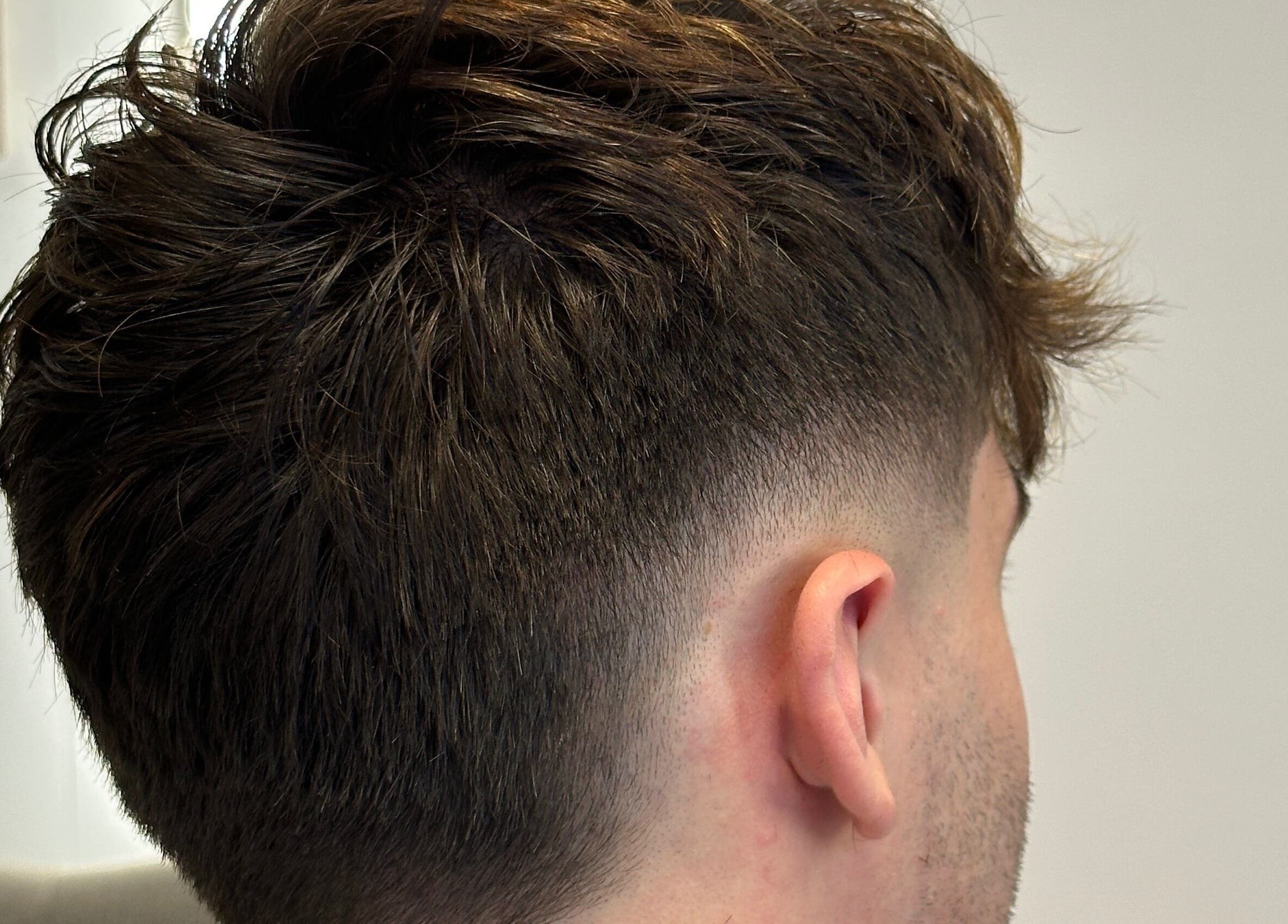 Close-up of expertly styled fade haircut at True Fadez, Castletown, Castletown, IM.