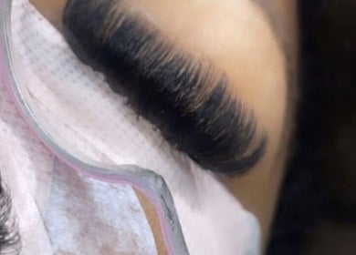 Close-up of eyelash extensions at Khanyela Luxe Studio, Randburg, Gauteng, ZA.