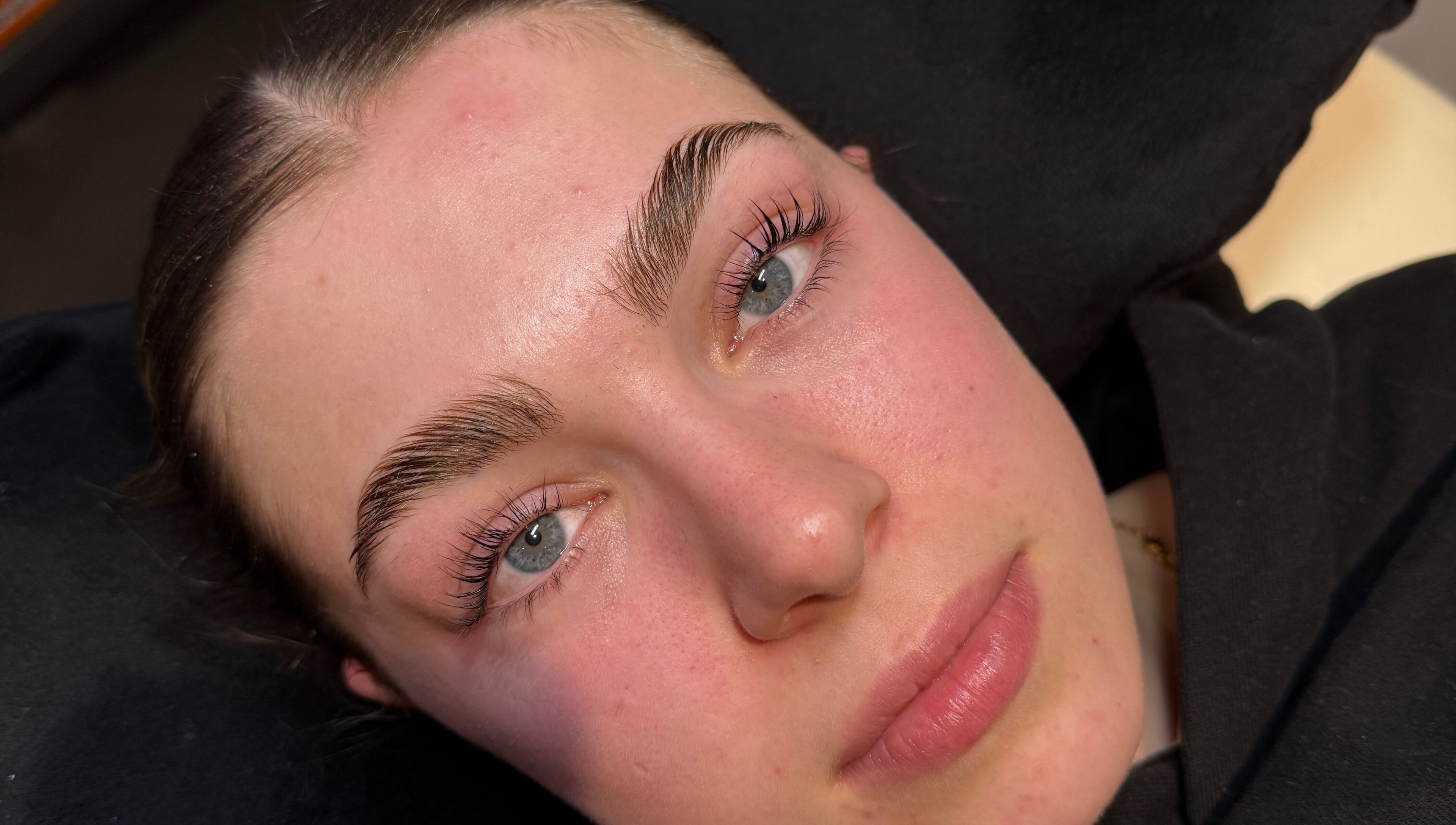 Close-up of enhanced eyelashes at Beauty By Chloe, Leeds, England, GB.
