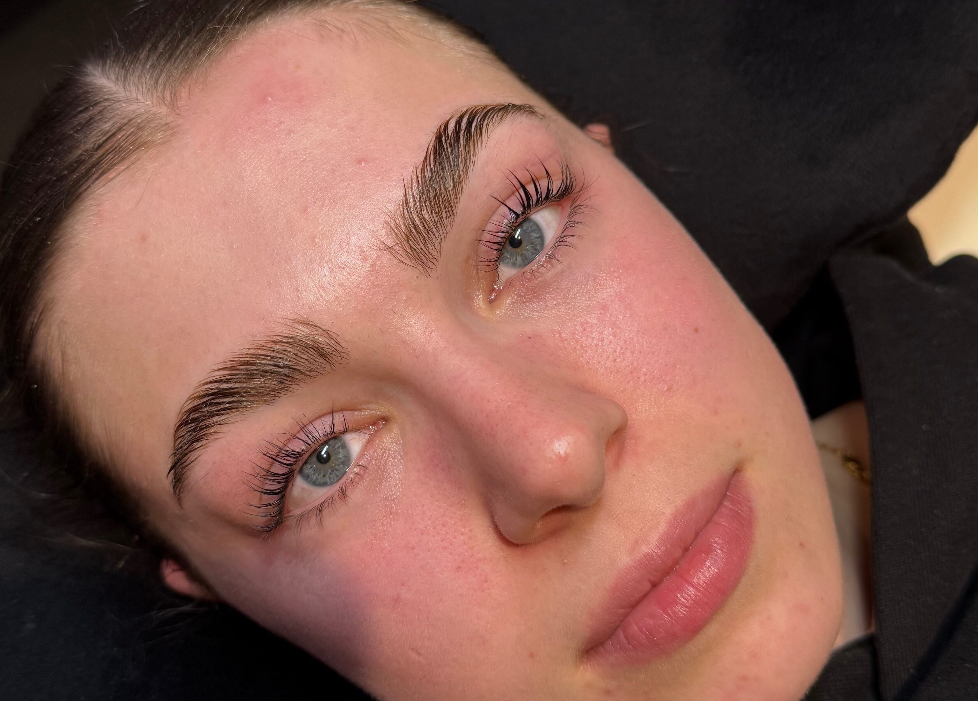 Close-up of enhanced eyelashes at Beauty By Chloe, Leeds, England, GB.