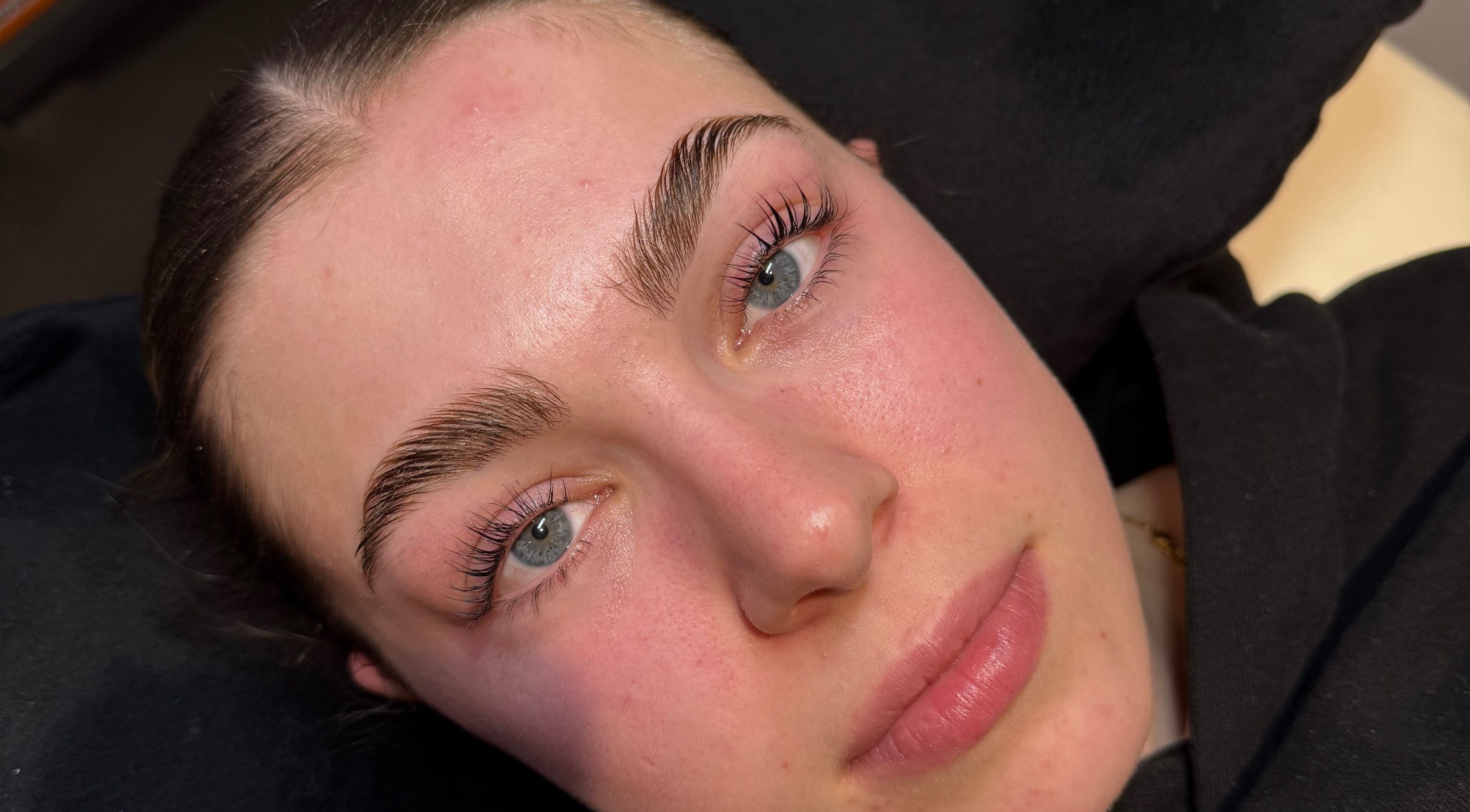 Close-up of enhanced eyelashes at Beauty By Chloe, Leeds, England, GB.