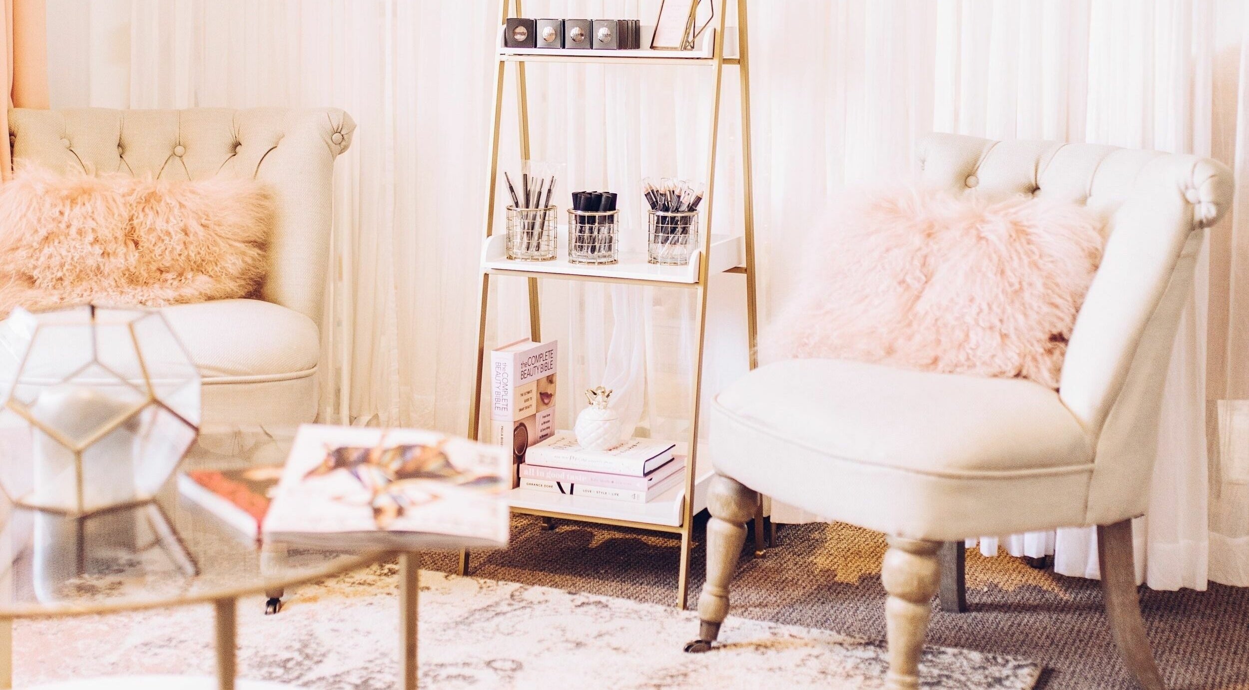 Chic seating and decor at Studio749Brows, Township of Washington, New Jersey, US, inviting a relaxing ambiance.