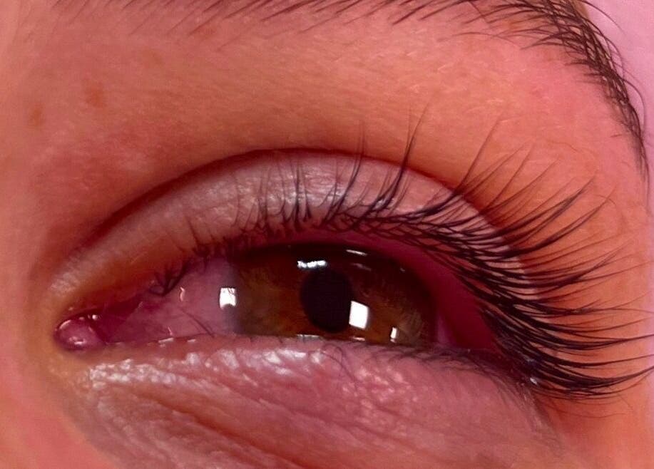 Close-up of perfectly curled lashes at Pretty's, Bellbird Park, Queensland, AU. Enhance your beauty today.