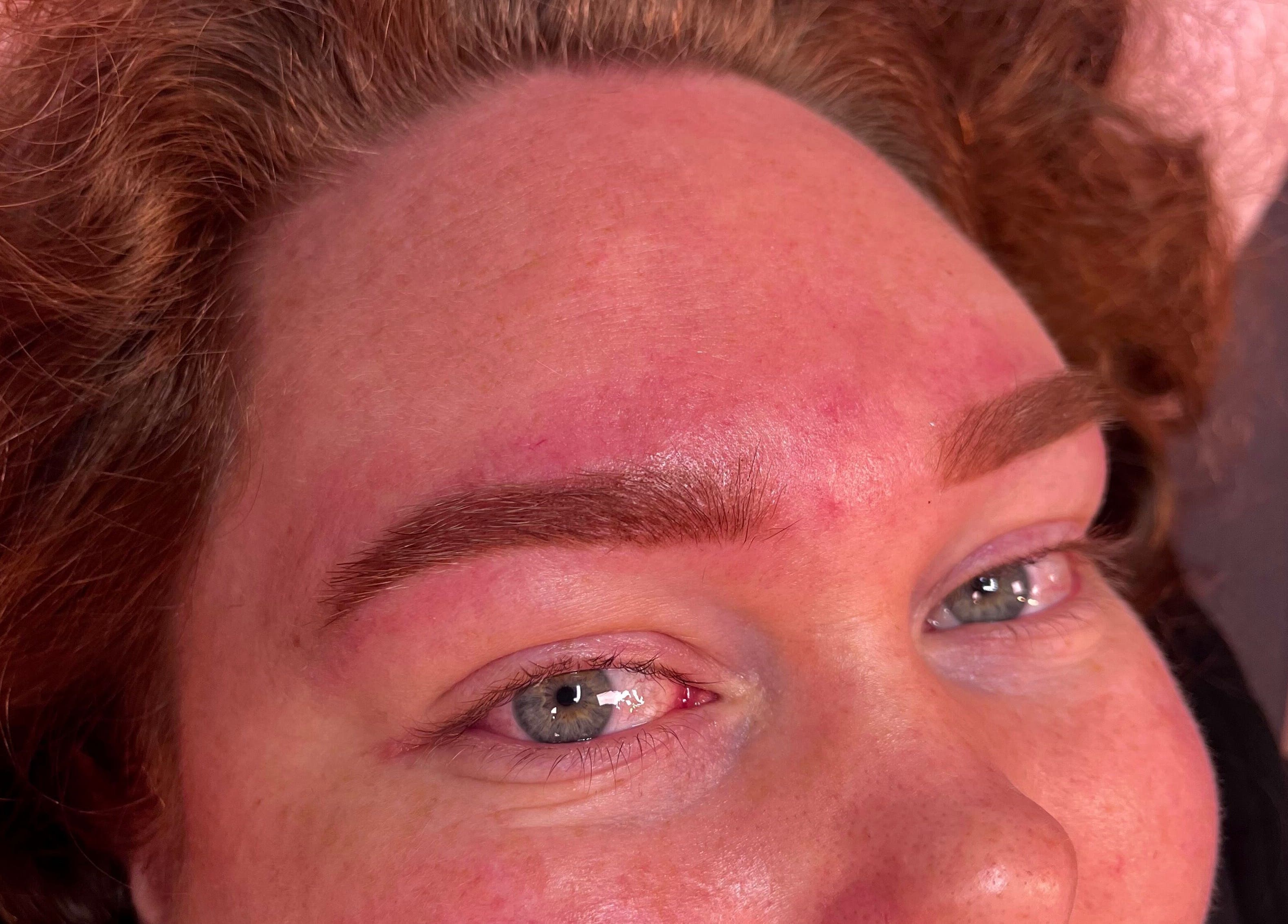 Close-up of perfectly groomed eyebrows at Pretty's, Bellbird Park, Queensland, AU.