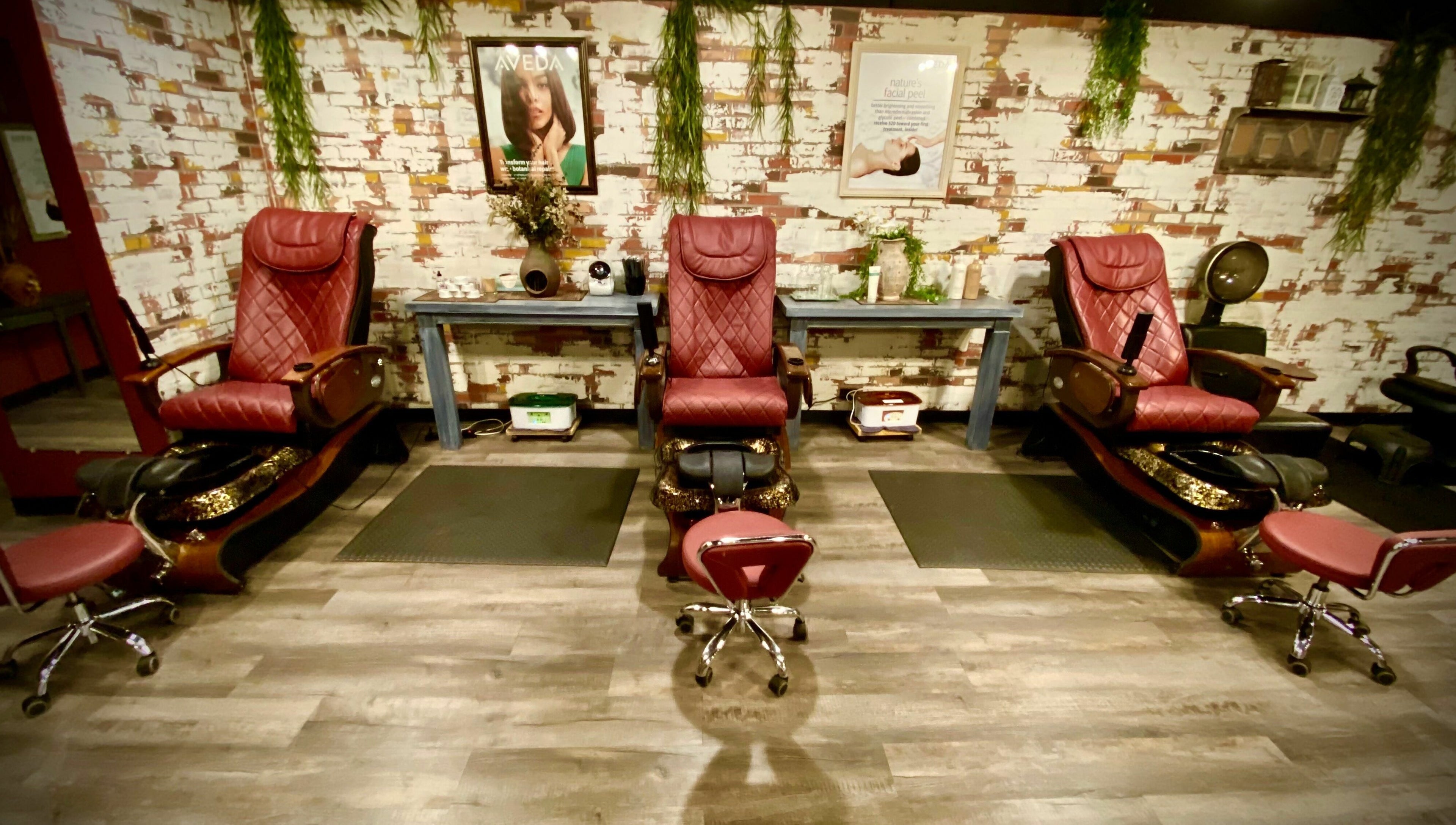 Luxurious pedicure chairs at Studio 101 Salon and Spa, Swanton, Ohio, US, showcasing comfort and style.