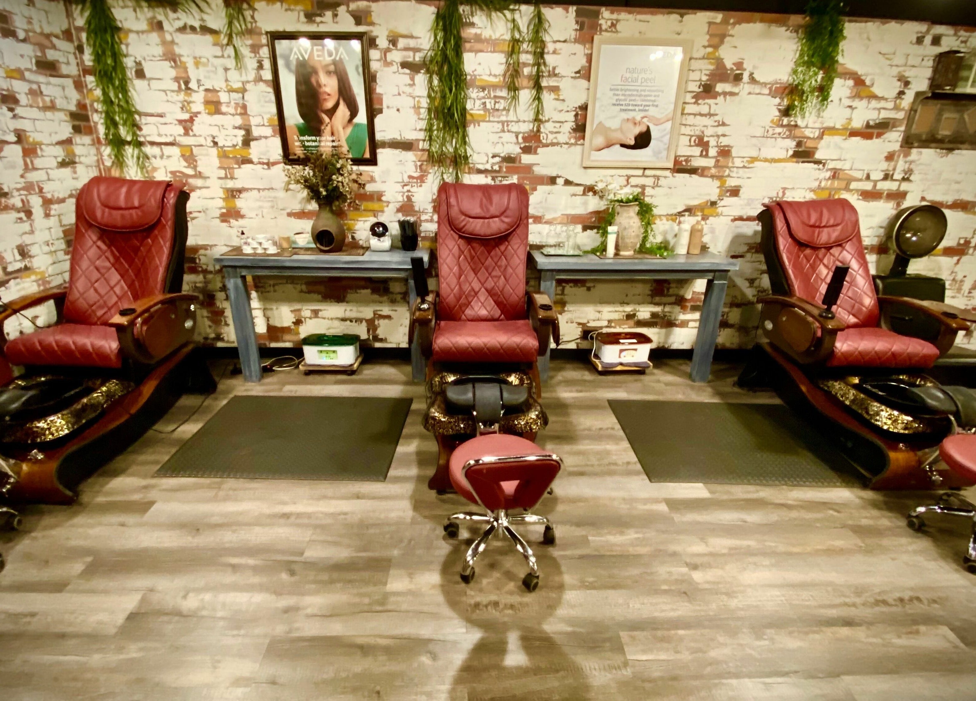 Luxurious pedicure chairs at Studio 101 Salon and Spa, Swanton, Ohio, US, showcasing comfort and style.