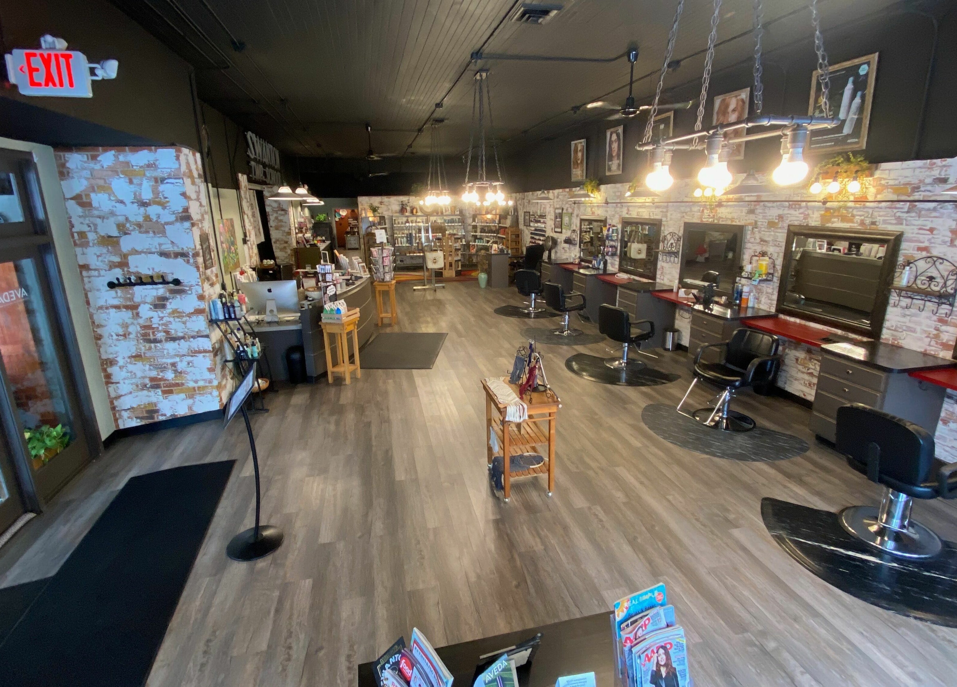 Chic interior of Studio 101 Salon and Spa in Swanton, Ohio, US, with stylish furnishings and modern decor.