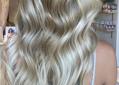 Flowing blonde waves styled at Moss Hair Artistry, Neutral Bay, New South Wales, AU.