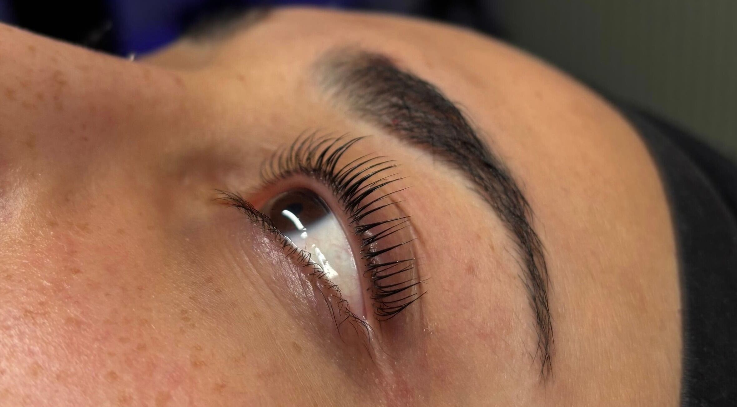 Close-up of a lash treatment at Leyans Beauty, Narellan, New South Wales, AU.