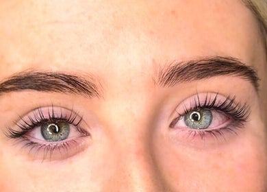 Close-up of expertly styled lashes at The Lash Lodge in Newry, Northern Ireland, GB.