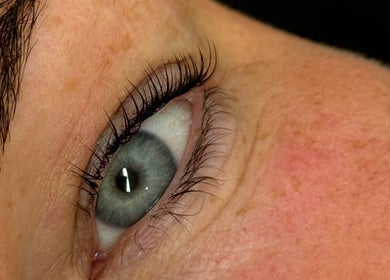 Close-up of beautifully styled lashes at The Lash Lodge, Newry, Northern Ireland, GB.