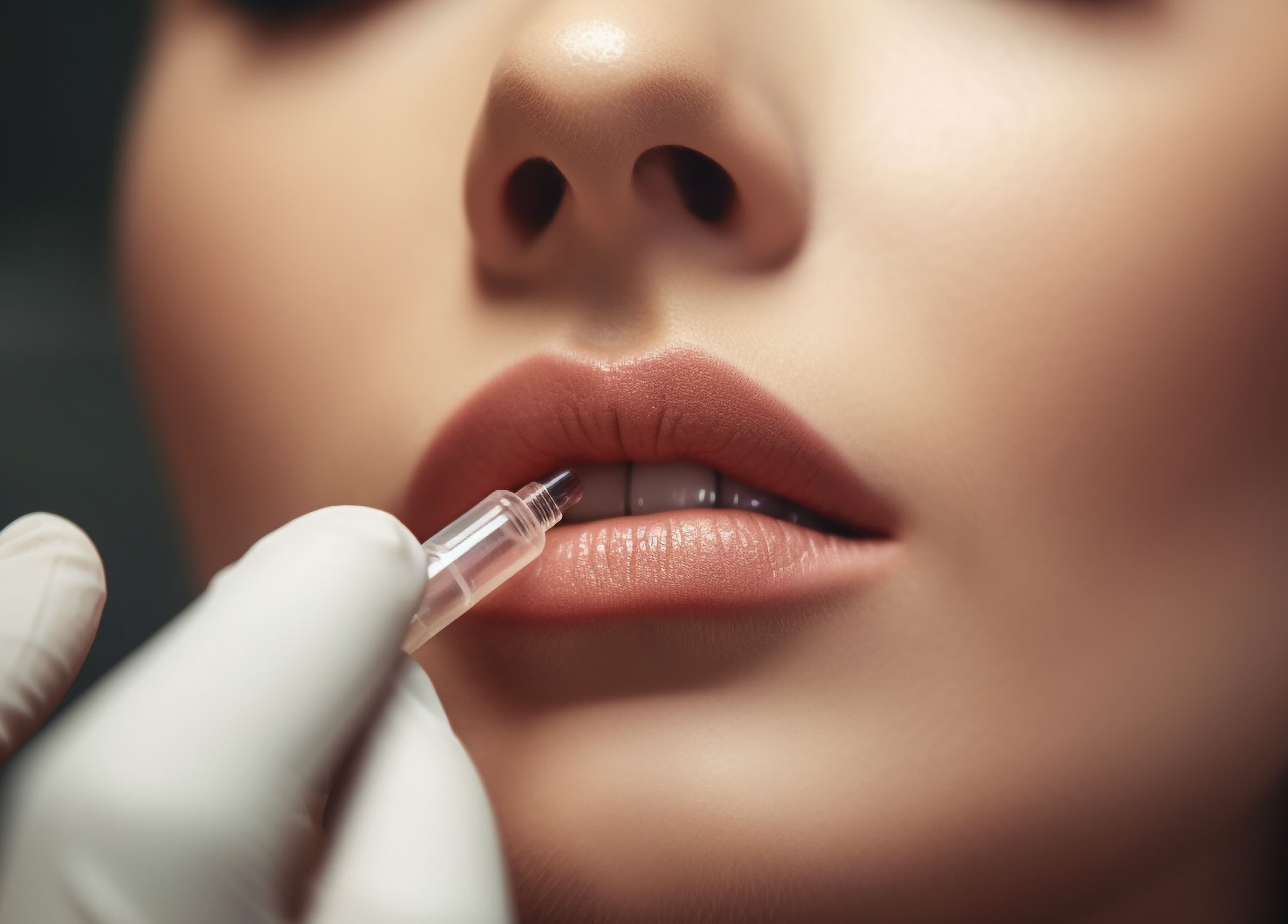 Lip enhancement at Glowtonix, Borehamwood, England, GB features precise application of beauty treatment.