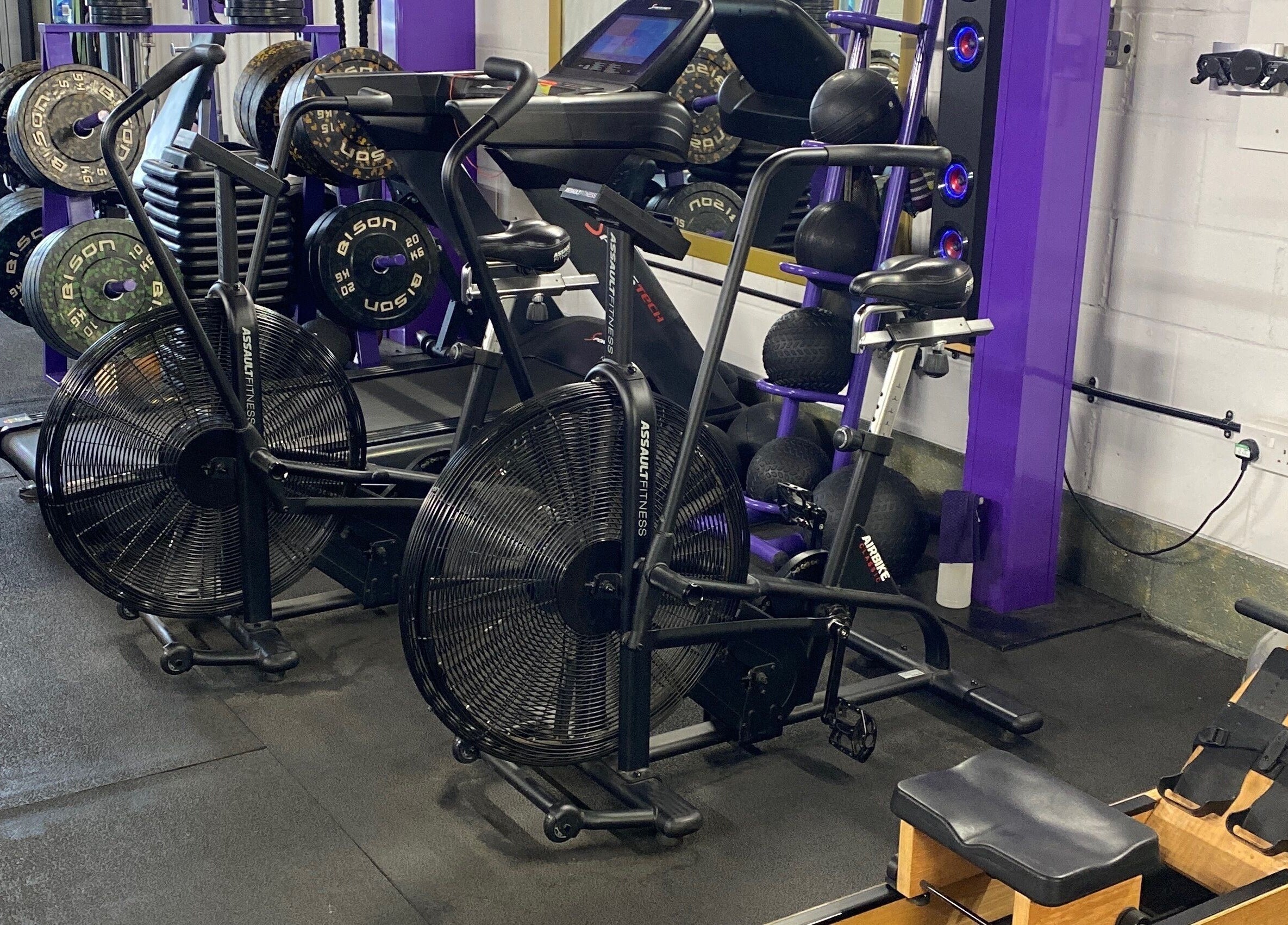 Gym equipment at Fibres Sports Massage Therapy in Alcester, England, GB showcasing a modern, well-equipped facility.