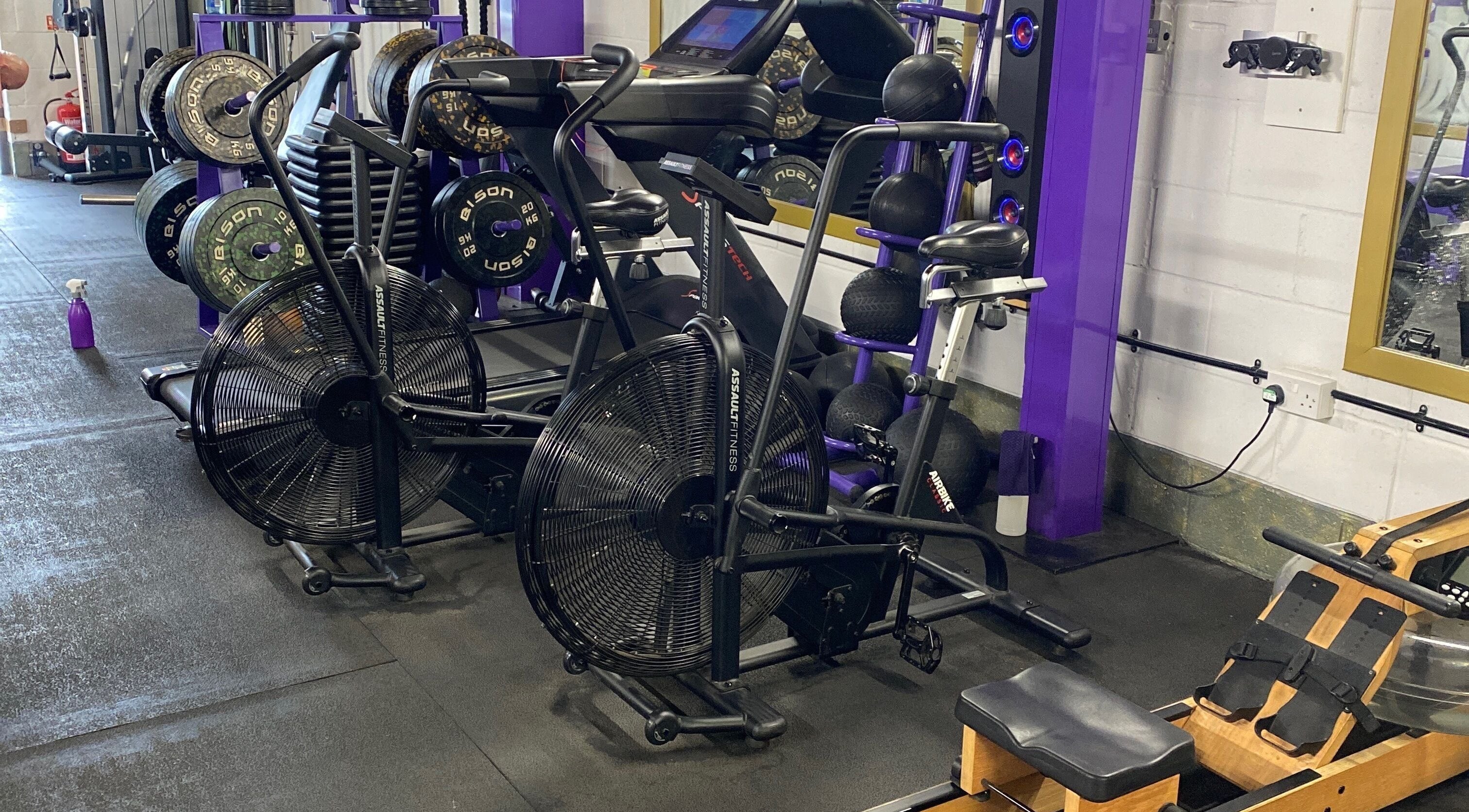 Gym equipment at Fibres Sports Massage Therapy in Alcester, England, GB showcasing a modern, well-equipped facility.