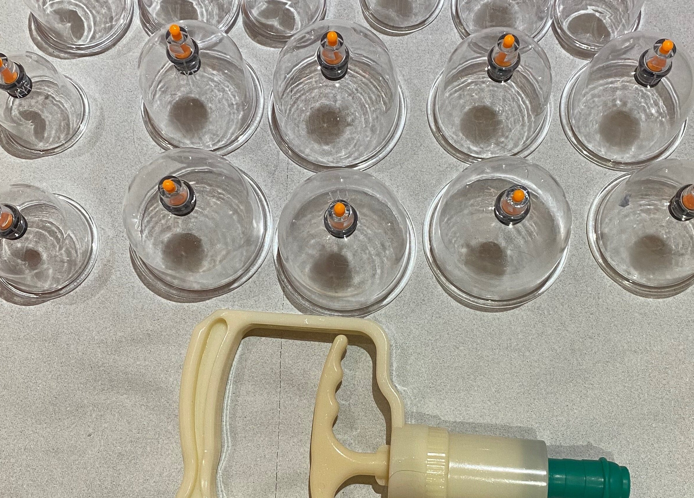 Cupping therapy set at Fibres Sports Massage Therapy, Alcester, England, GB, enhancing relaxation and wellness.