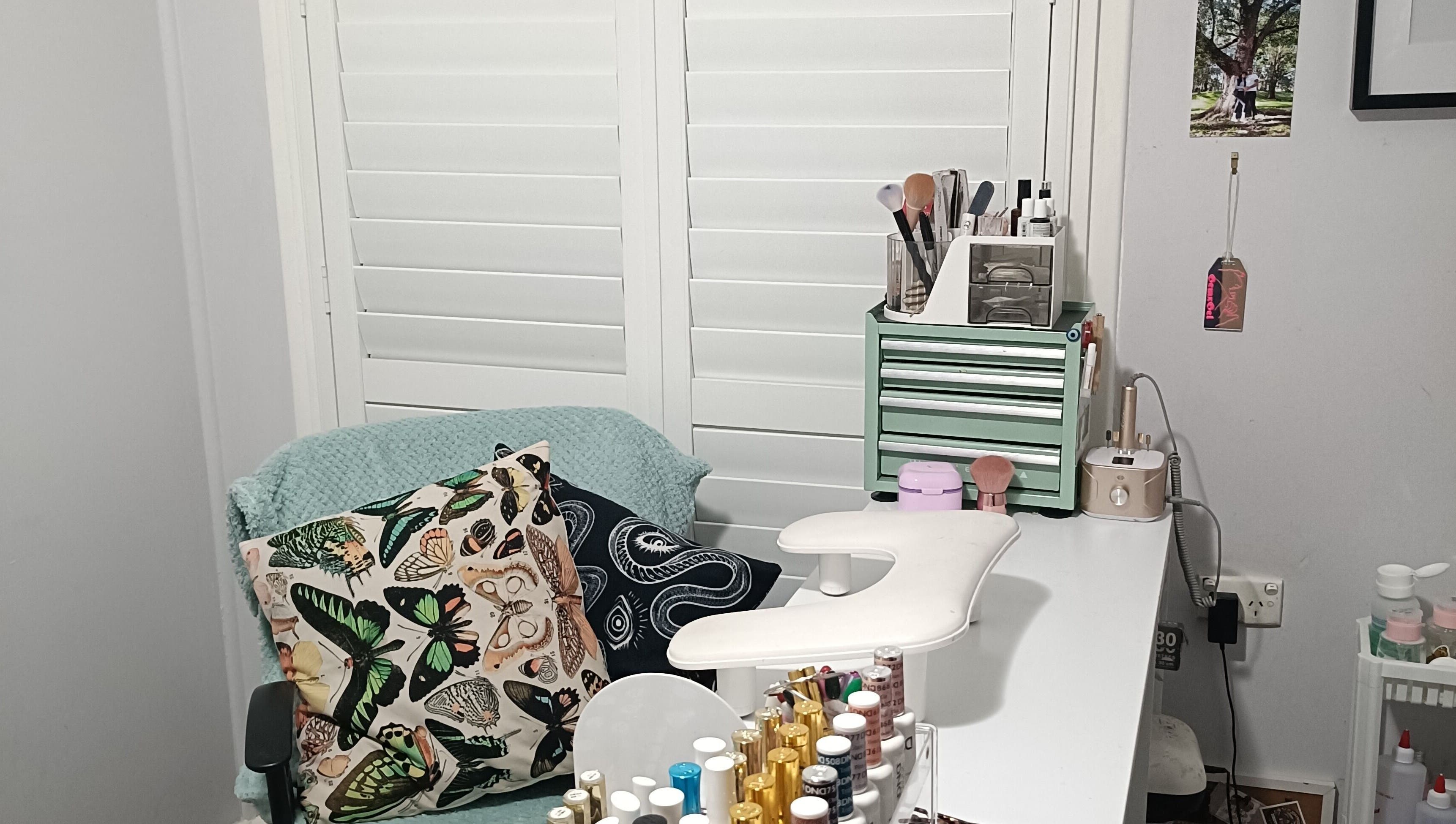 Inviting nail workspace at GemxGel Nail Art Studio in Whalan, New South Wales, AU, with vibrant decor and tools.