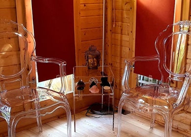 Two clear chairs in a tranquil setting at Laura Kitto - LMK Complementary Therapist, Rochester, England, GB.