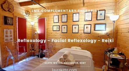 Cozy wooden therapy room at Laura Kitto - LMK Complementary Therapist in Rochester, England, GB.