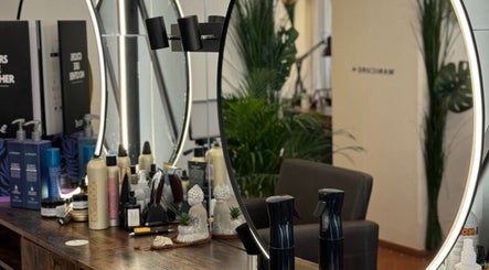 Sleek beauty station with round mirror at WoW Beauty Lab, Ljubljana, Ljubljana, SI.