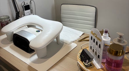 Manicure station at Beauty By Amelia in Clanfield, England, GB featuring elegant nail tools and supplies.