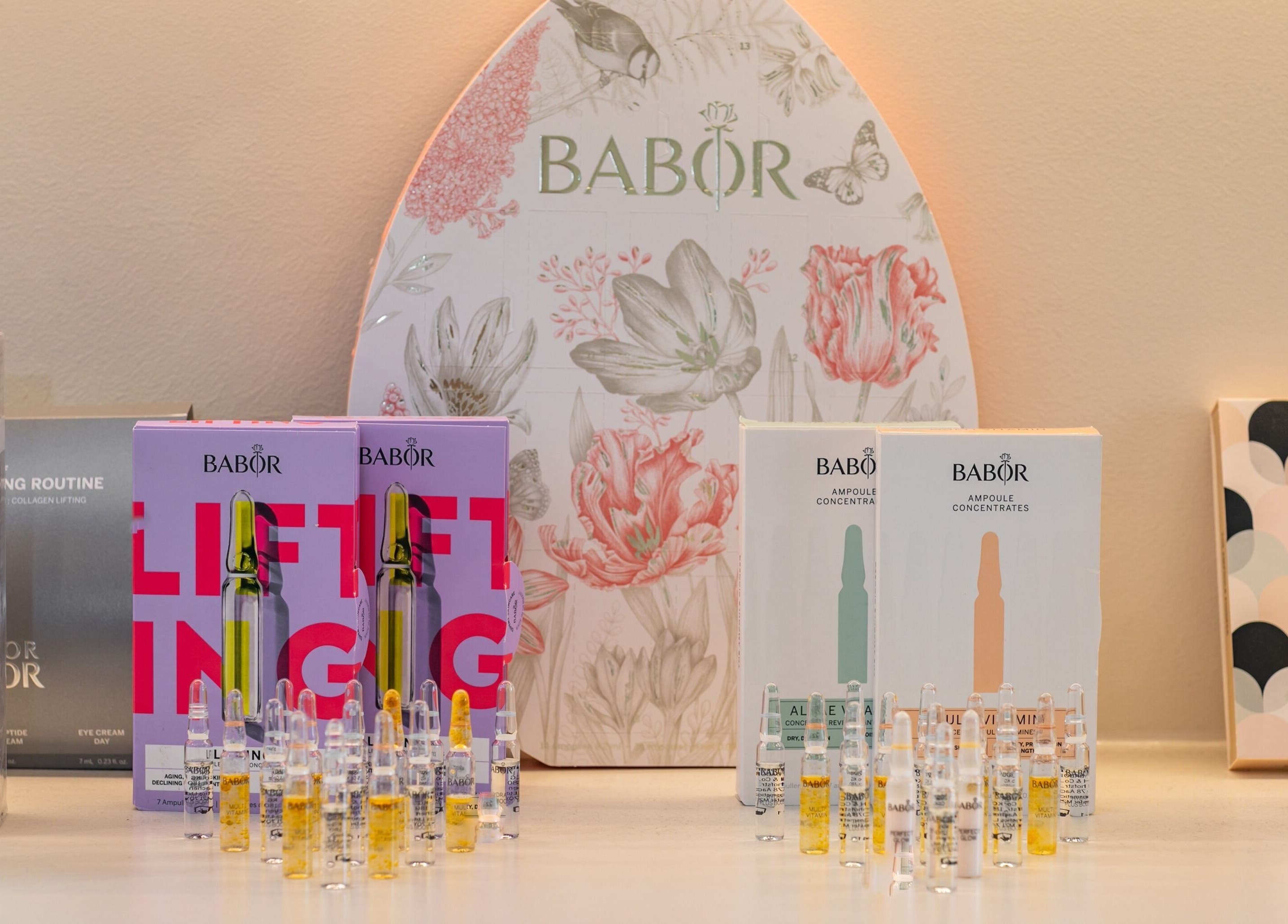 Display of Babor beauty products at Yee Her Mineral in Melbourne, Victoria, AU. Enhance skincare routines here.