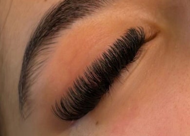 Close-up of elegant eyelash extensions at Lovely Lashes By Sofia, Widley, England, GB.