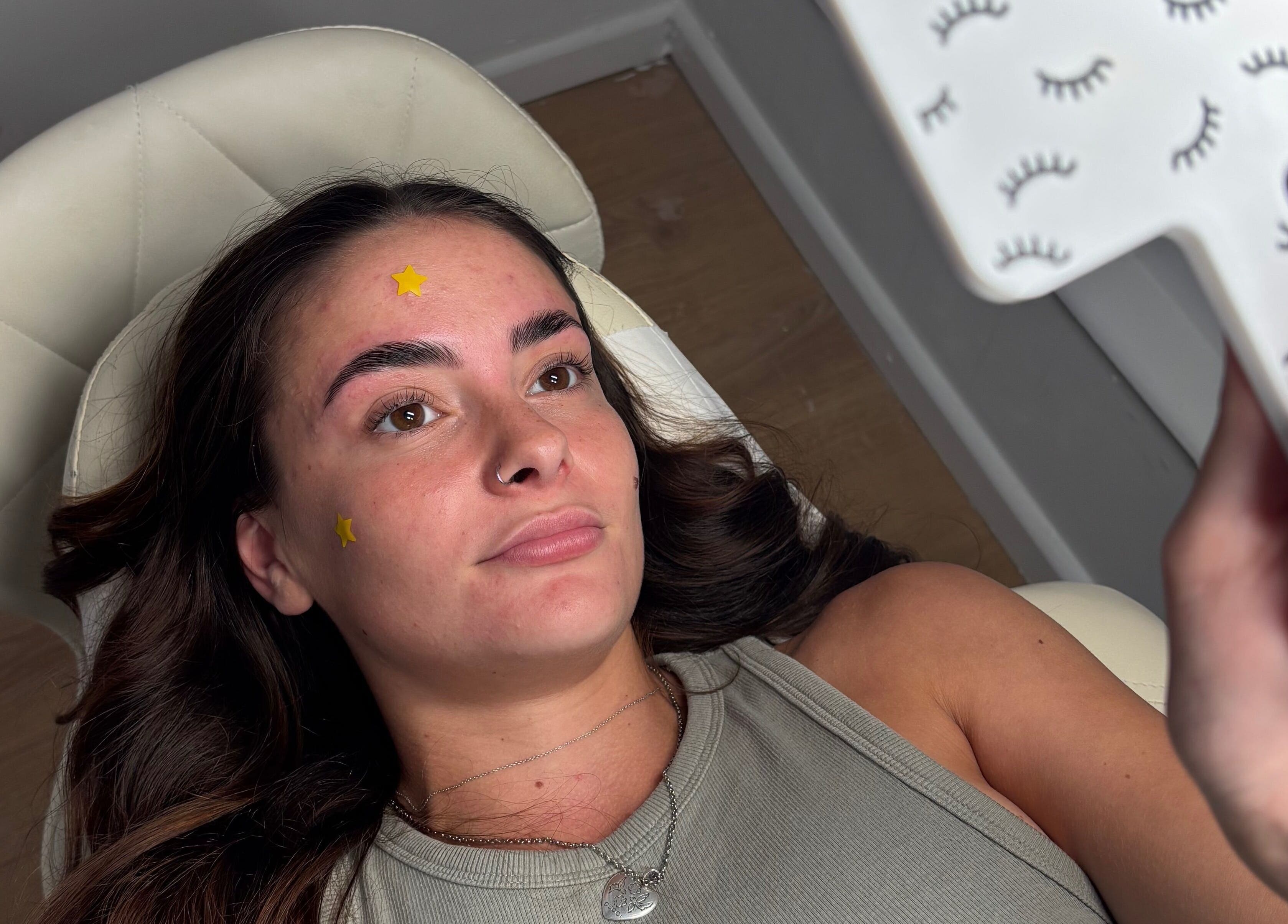 Client admiring her lashes at Lovely Lashes By Sofia in Widley, England, GB.