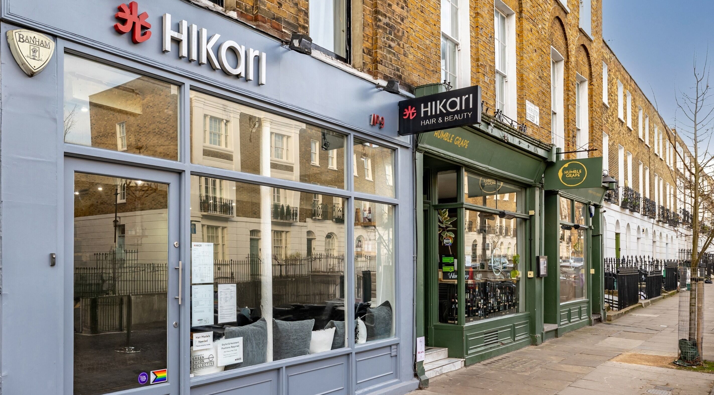 Hikari Salon storefront in London, England, GB with modern style and inviting atmosphere.