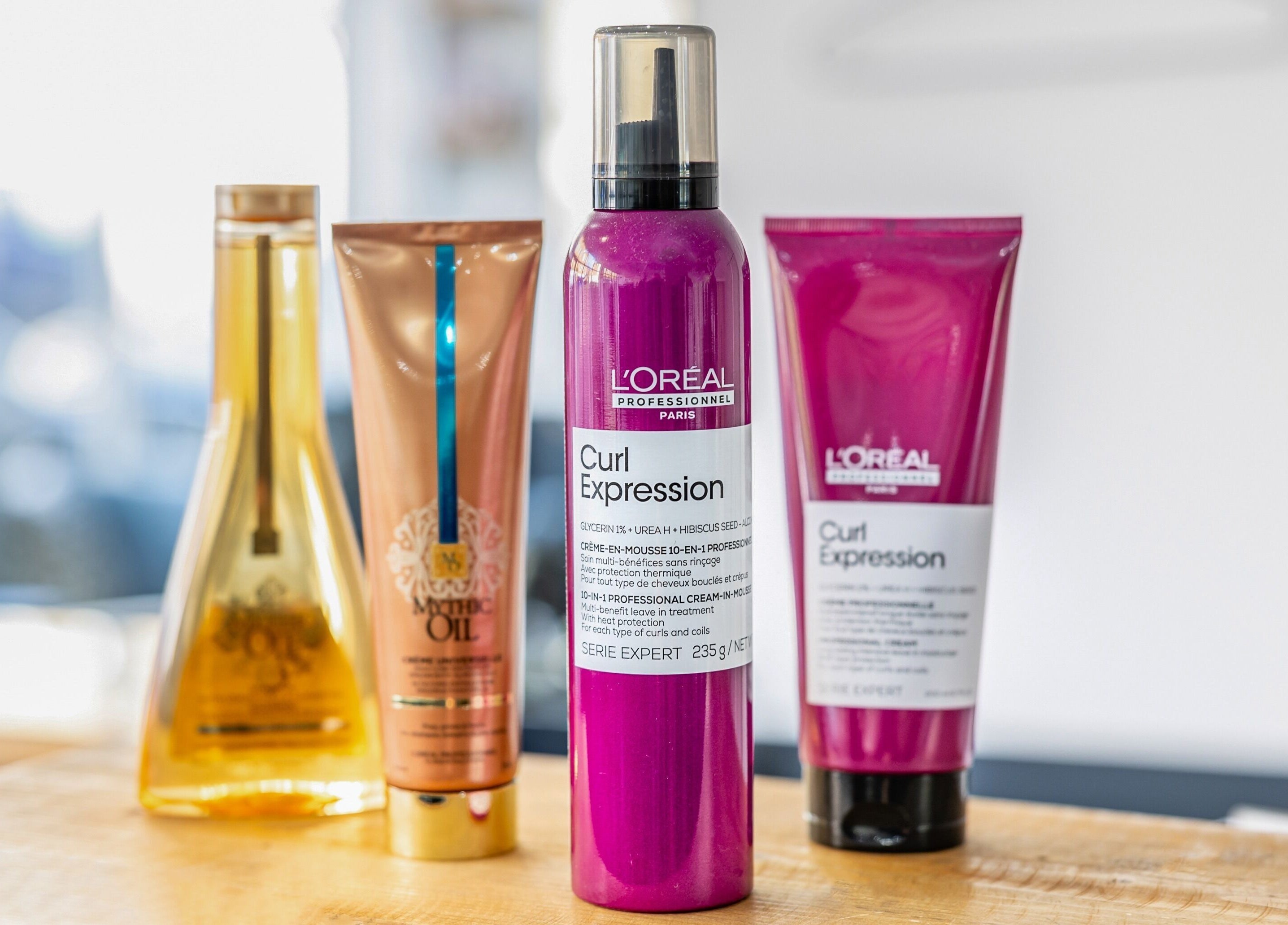 Hikari Salon in London, England, GB showcases premium haircare products on display.